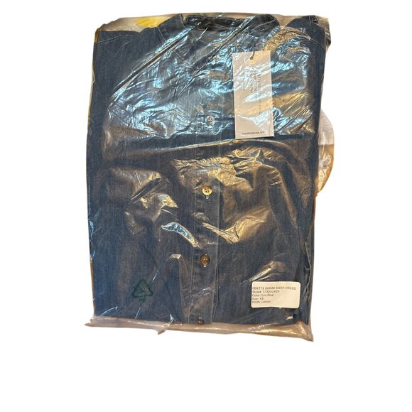 Odette Denim Shirt-Dress Flared Sleeves Eco Blue XS 100% Cotton Button-Up $322 - Picture 3 of 8